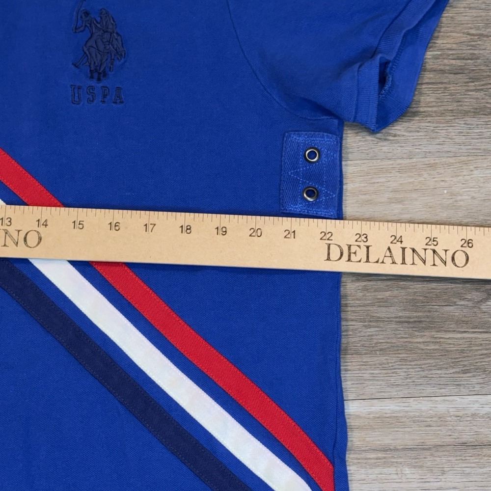 U.S. Polo Association Slim-Fit Shirt Mens XL Blue Polo Red Whit Navy Stripe - Picture 10 of 11